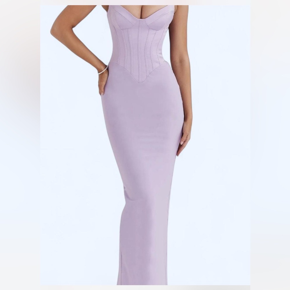 house of cb size small new without tags orchid satin maxi corset dress
